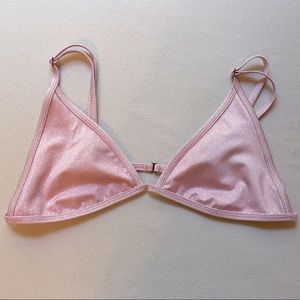 LA Hearts Pink Polkadot Triangle Bikini Top